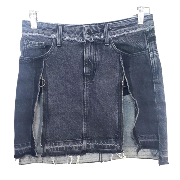 ZARA Basic Z1975 DENIM Double Zippered Front Black Size S - Picture 1 of 11